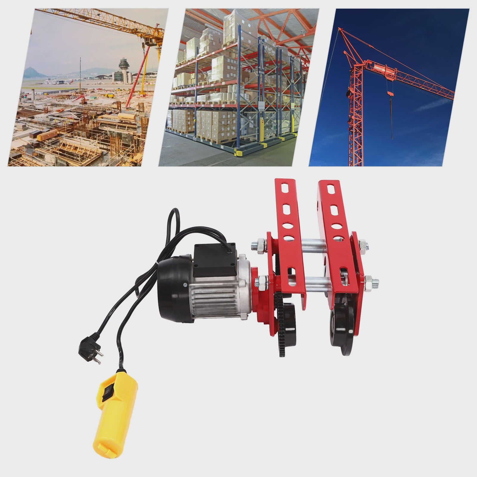 Elektrische Hijs Trolley 1 Ton - 370W Heavy Duty I-Balk Kraan voor Werkplaats & Magazijn