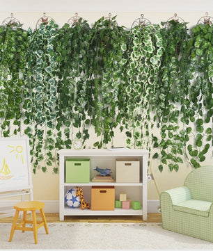 90cm Kunstplant Hangplant Klimop Pothos Begonia Druivenblad - Decoratieve Muurdecoratie