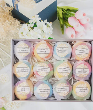 Luxe Set van 12 Handgemaakte Bath Bombs - Natuurlijk, Ontspannend & Cadeau-idee