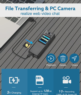 BOBLOV A22 Mini Bodycam 1080P HD met Nachtzicht en 180° Draaibare Lens