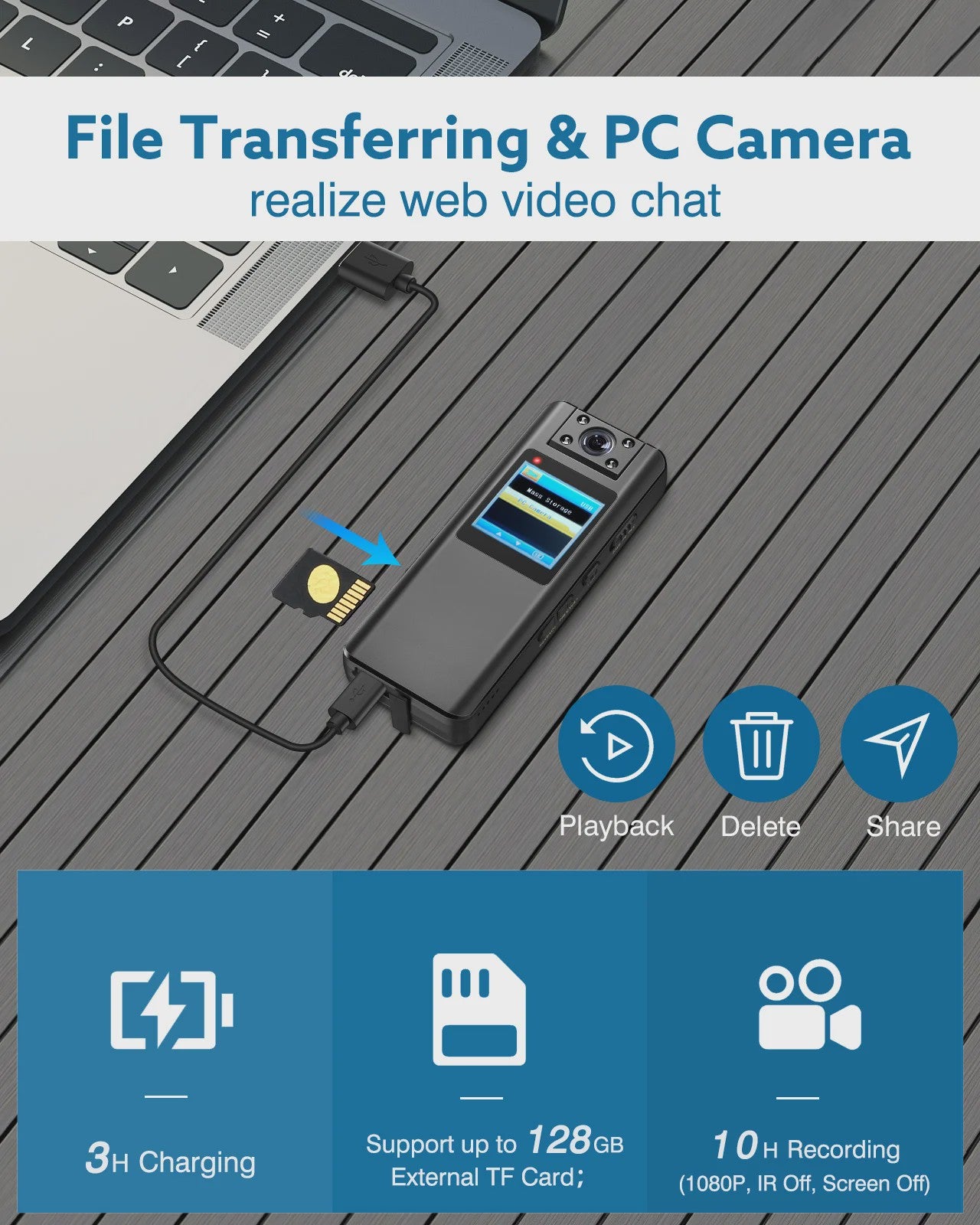 BOBLOV A22 Mini Bodycam 1080P HD met Nachtzicht en 180° Draaibare Lens