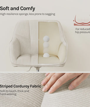 Ergonomische Corduroy bureaustoel met verstelbare hoogte en draaifunctie - Comfortabel en Stijlvol