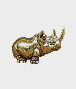 Mini Bronzen Neushoorn Beeldje - Antiek Design Bureaublad Ornament & Cadeau