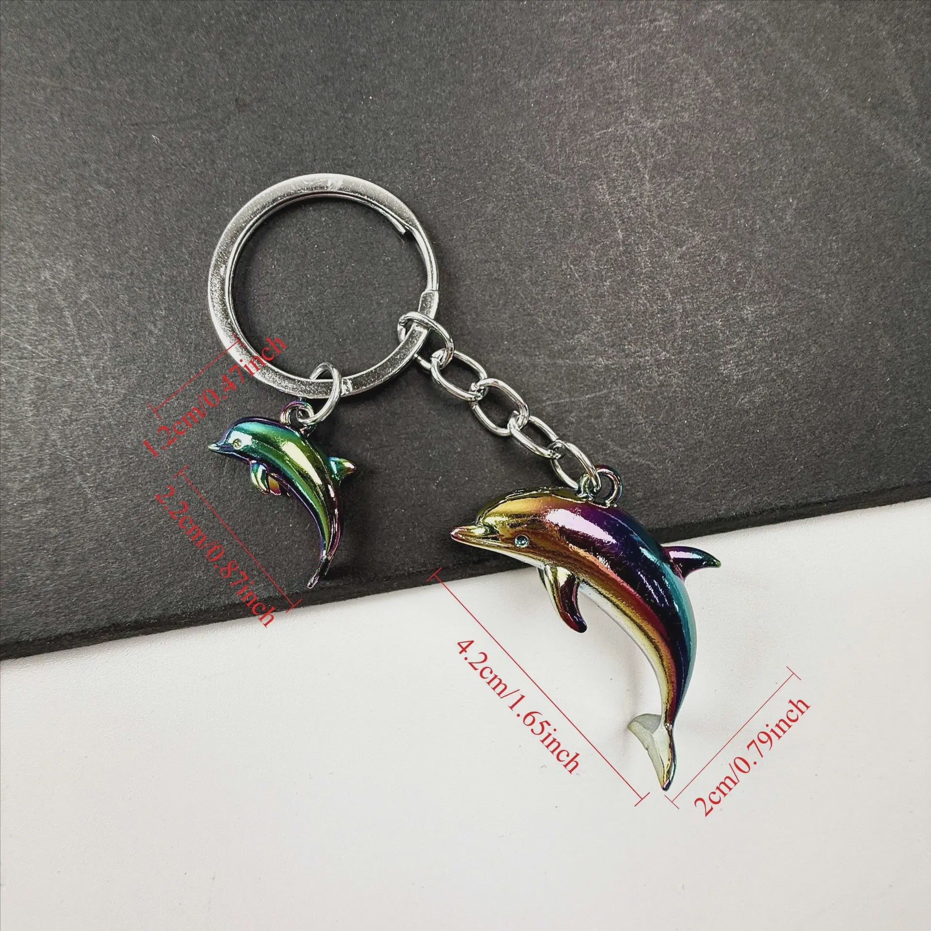 Unieke Dolfijn Sleutelhanger - 3D Metaal Zeedier Dolfijn Hanger voor Auto & Tas