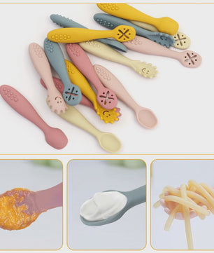 3-delige Siliconen Baby Bestek Set: Lepel & Vork voor Peuters