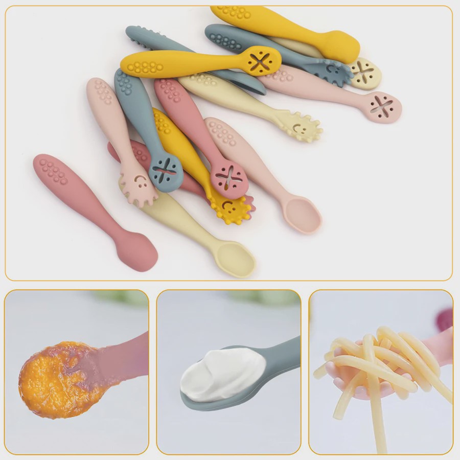 3-delige Siliconen Baby Bestek Set: Lepel & Vork voor Peuters