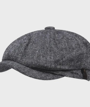 Vintage Heren Oktagonale Pet - Stijlvolle Visgraat & Streep Casual Hoed voor Dagelijks Gebruik