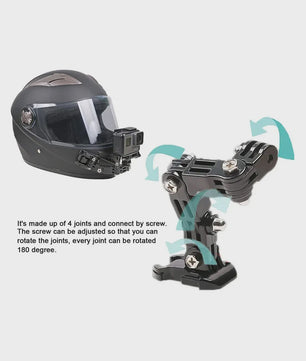 Motorhelm Mount Kit voor GoPro, SJCAM, AKASO, Insta360 - Kin, Zijkant, Top