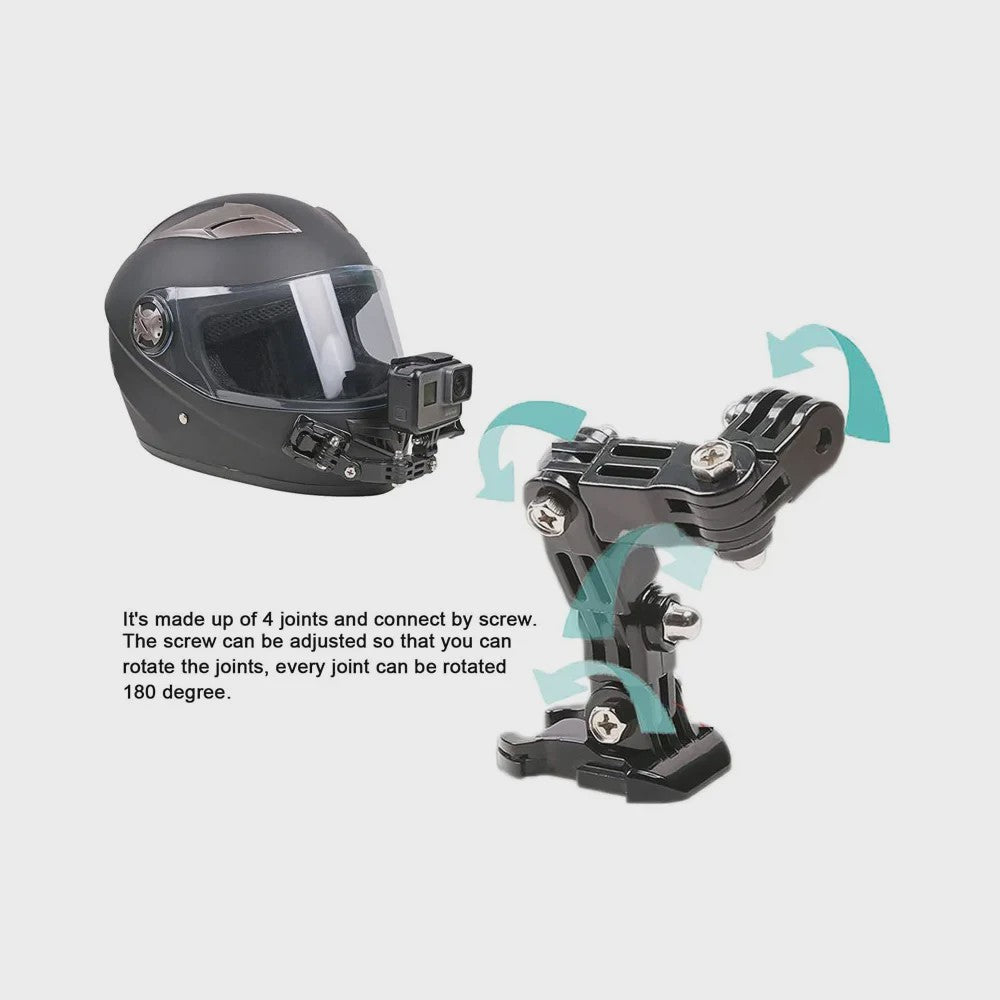 Motorhelm Mount Kit voor GoPro, SJCAM, AKASO, Insta360 - Kin, Zijkant, Top