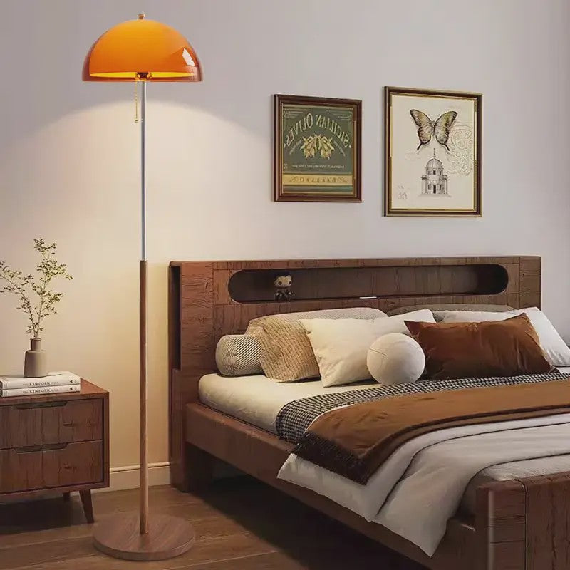 Vintage Boog Plafondlamp Oranje Acryl Kap - Verstelbare Leeslamp