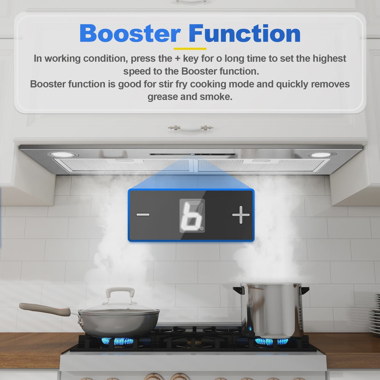 KICHPOWER 72cm Inbouw Afzuigkap met Gebarenbediening & Booster Functie