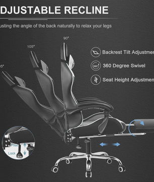 Gtplayer Ergonomische Gaming Chair met Massagefunctie en Voetensteun