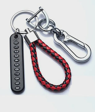 Trendy Leren Telefoonnummer Sleutelhanger voor Heren - Anti-verlies Auto Accessoire