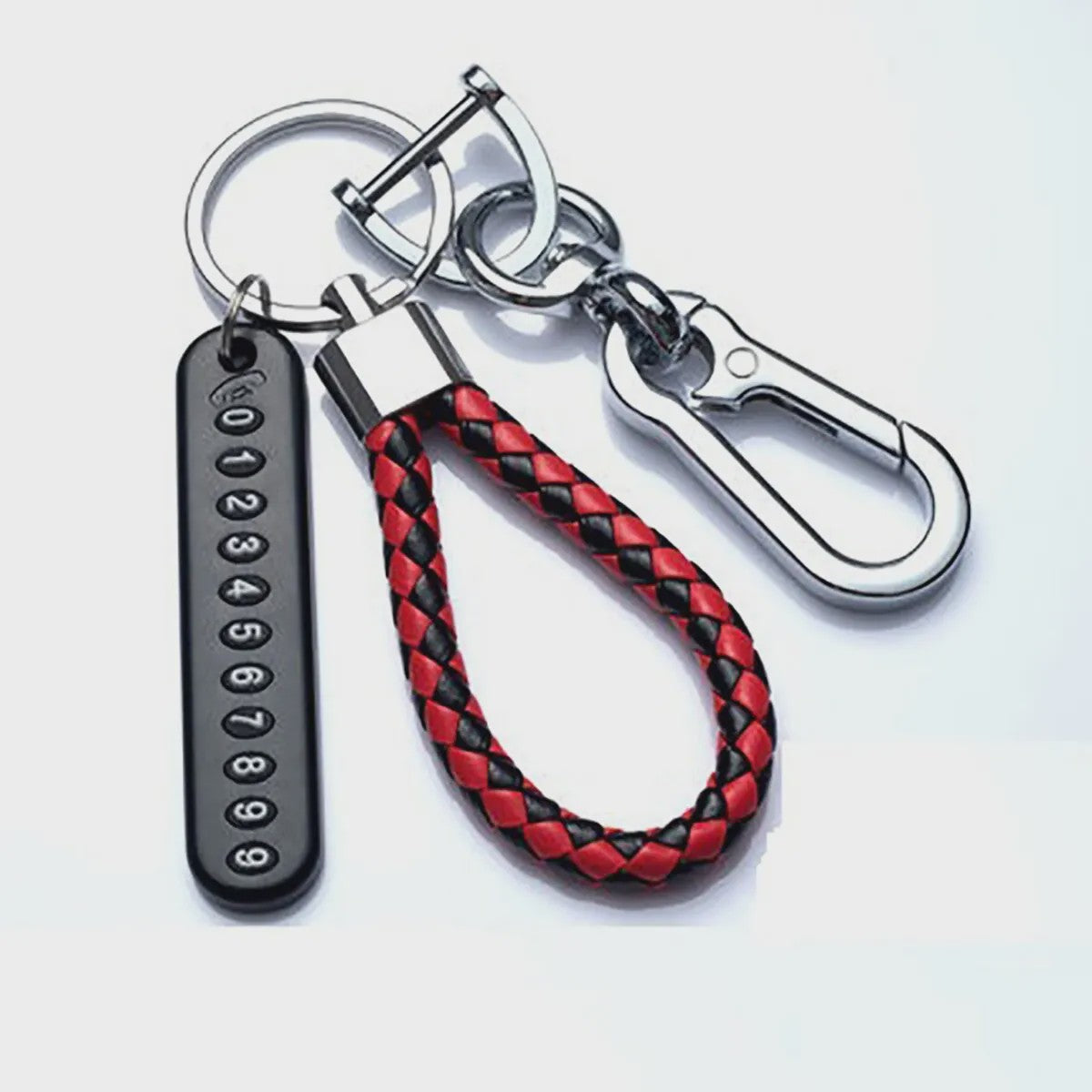 Trendy Leren Telefoonnummer Sleutelhanger voor Heren - Anti-verlies Auto Accessoire