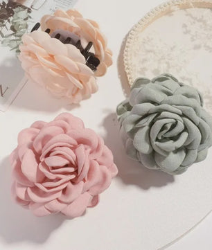 Bloem Haarclip Dames - Katoen Stof Rozen Klip - Medium Maat - Koreaanse Stijl Haarsieraad
