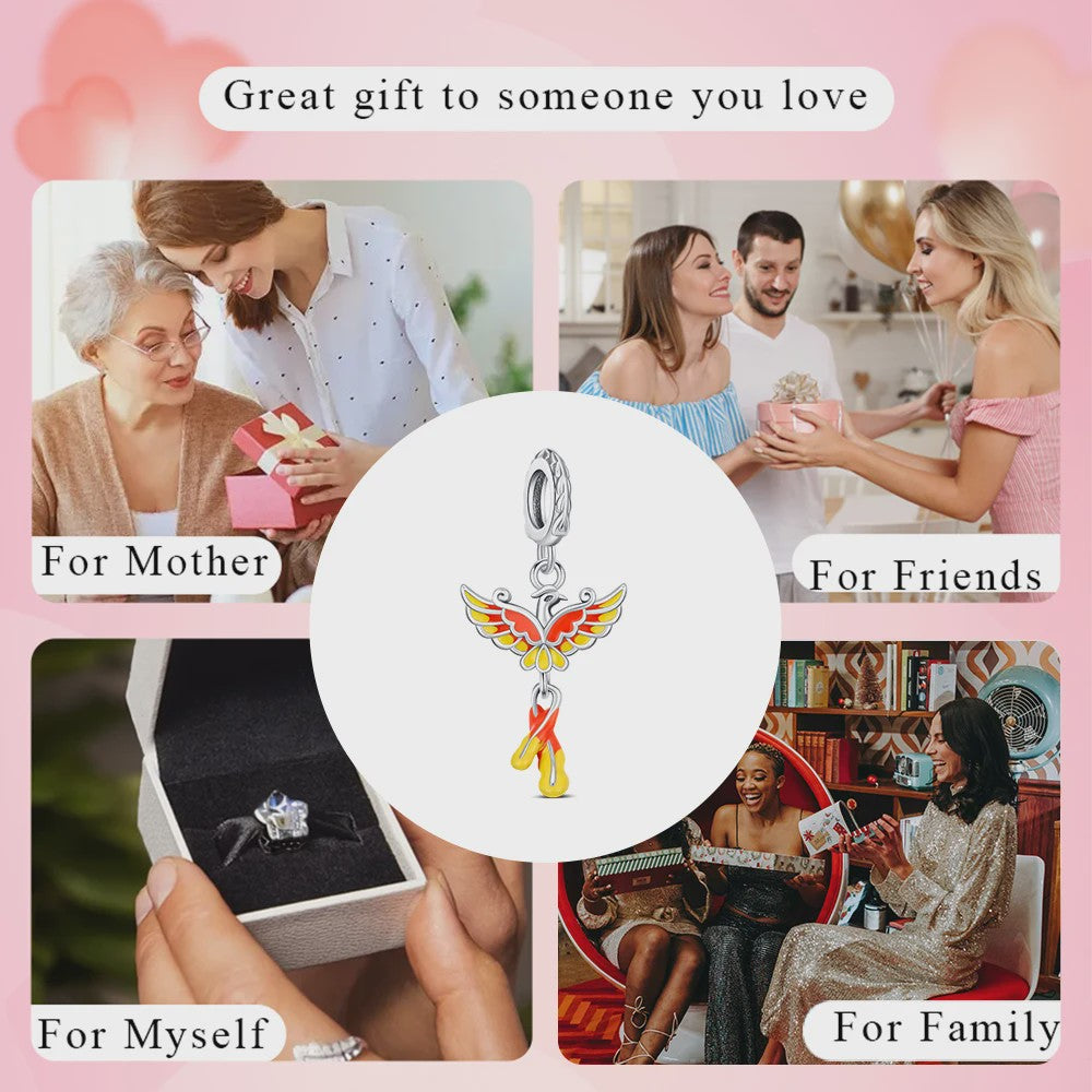 Phoenix Bedel 925 Sterling Zilver - Charm voor Dames Armbanden - Uniek Cadeau