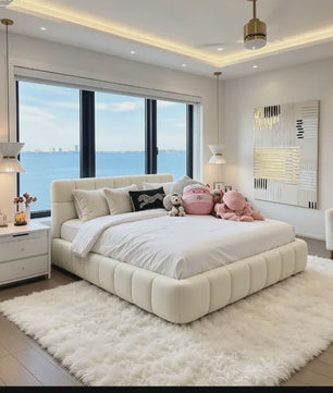 Luxe Gestoffeerd Bubble Bed 160x200 cm met Lattenbodem en Zacht Hoofdbord - Stijlvol Slaapkamermeubel