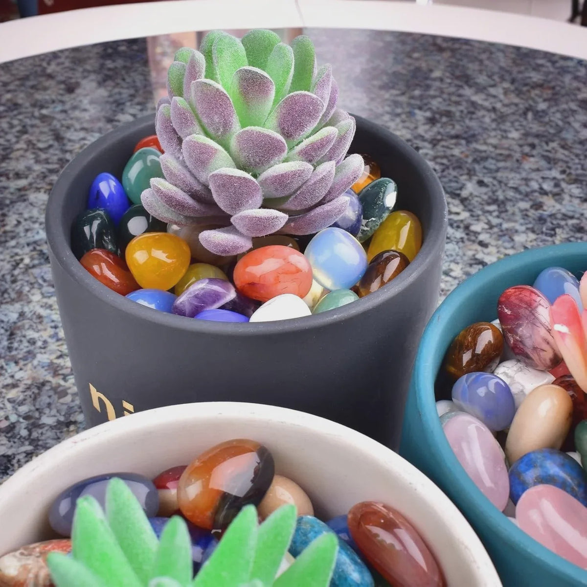 Set Gepolijste Kristalstenen - Multi-Color Tumblestones voor Decoratie & Meditatie