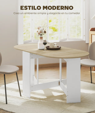 Homcom Ovalen Eettafel met Klapvleugels - 163x80x75 cm - Naturel Houtkleur
