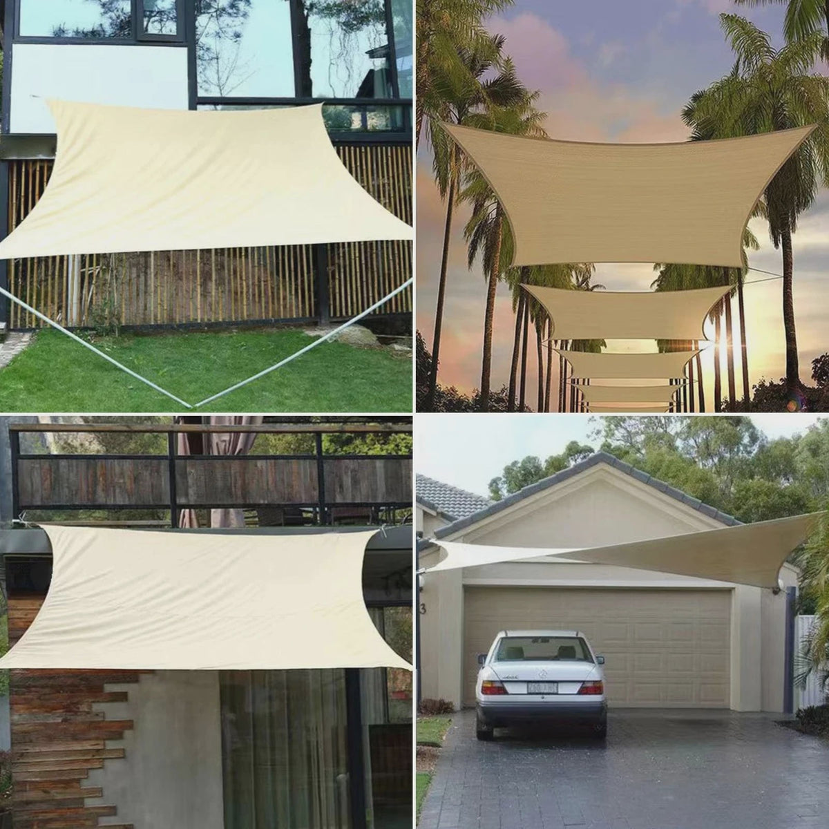 Waterdicht UV-bestendig Schaduwdoek 300D Polyester - Zonwering voor Tuin, Terras & Auto