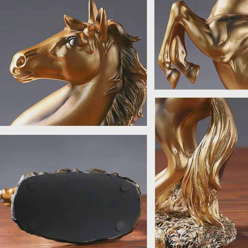 Luxe Winst Paard Statue - Stijlvolle Hars Decoratie voor Woonkamer, Kantoor & Bureau