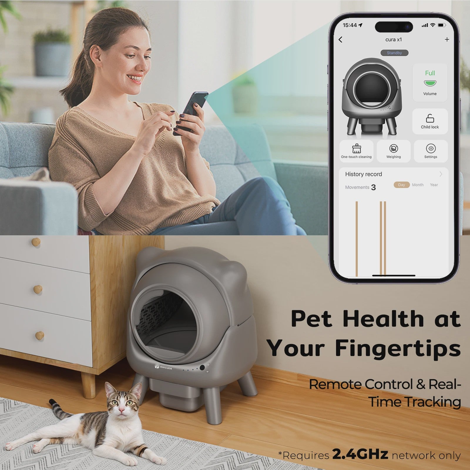Automatische Kattenbak X1 Zelfreinigend met App Bediening & 10-Laags Veiligheidssysteem