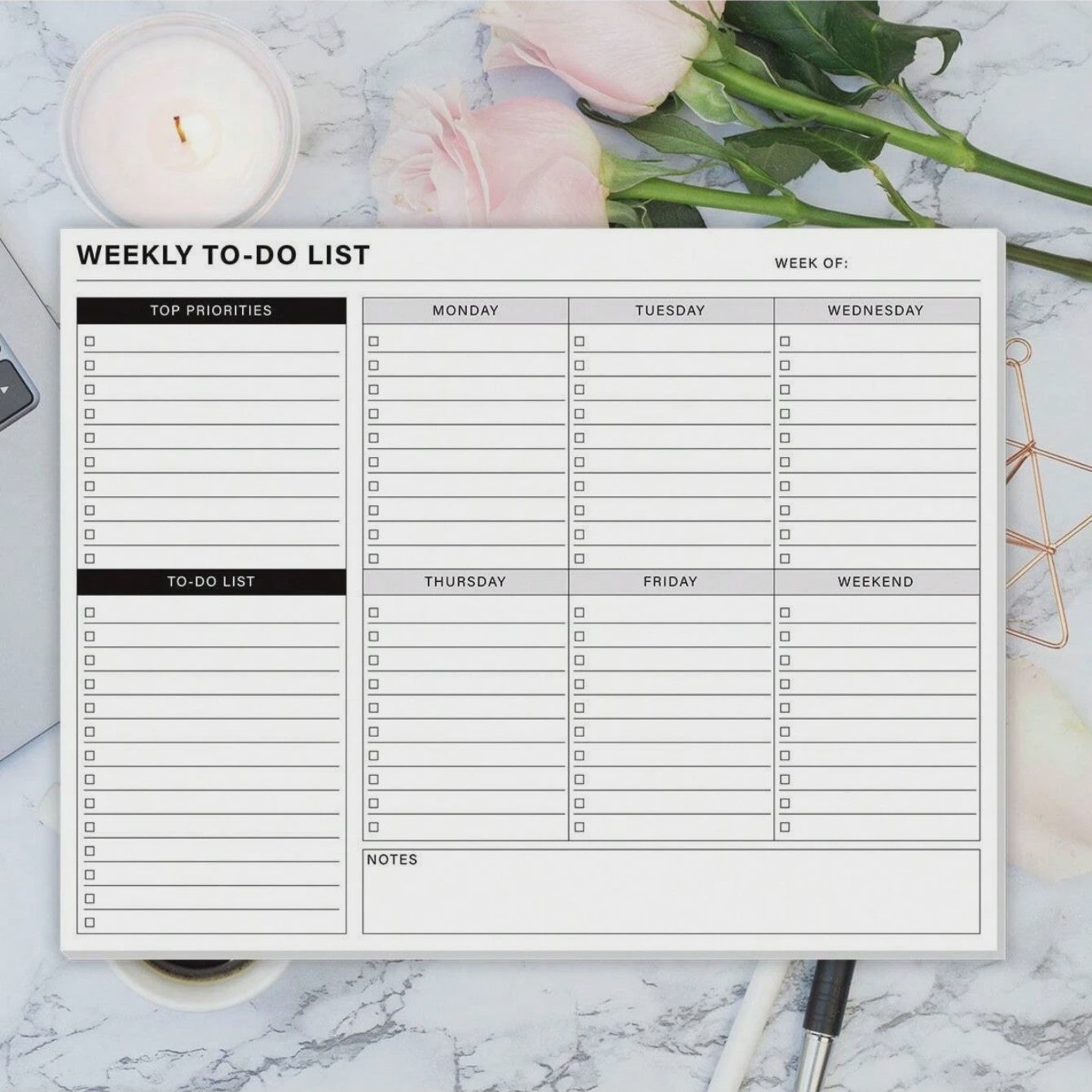 Wekelijkse Takenlijst Notitieblok - Ongedateerde Bureauplanner met 52 Vellen