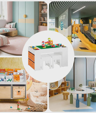 Kinder Speeltafel met 2 Stoelen en Opbergruimte - Wit