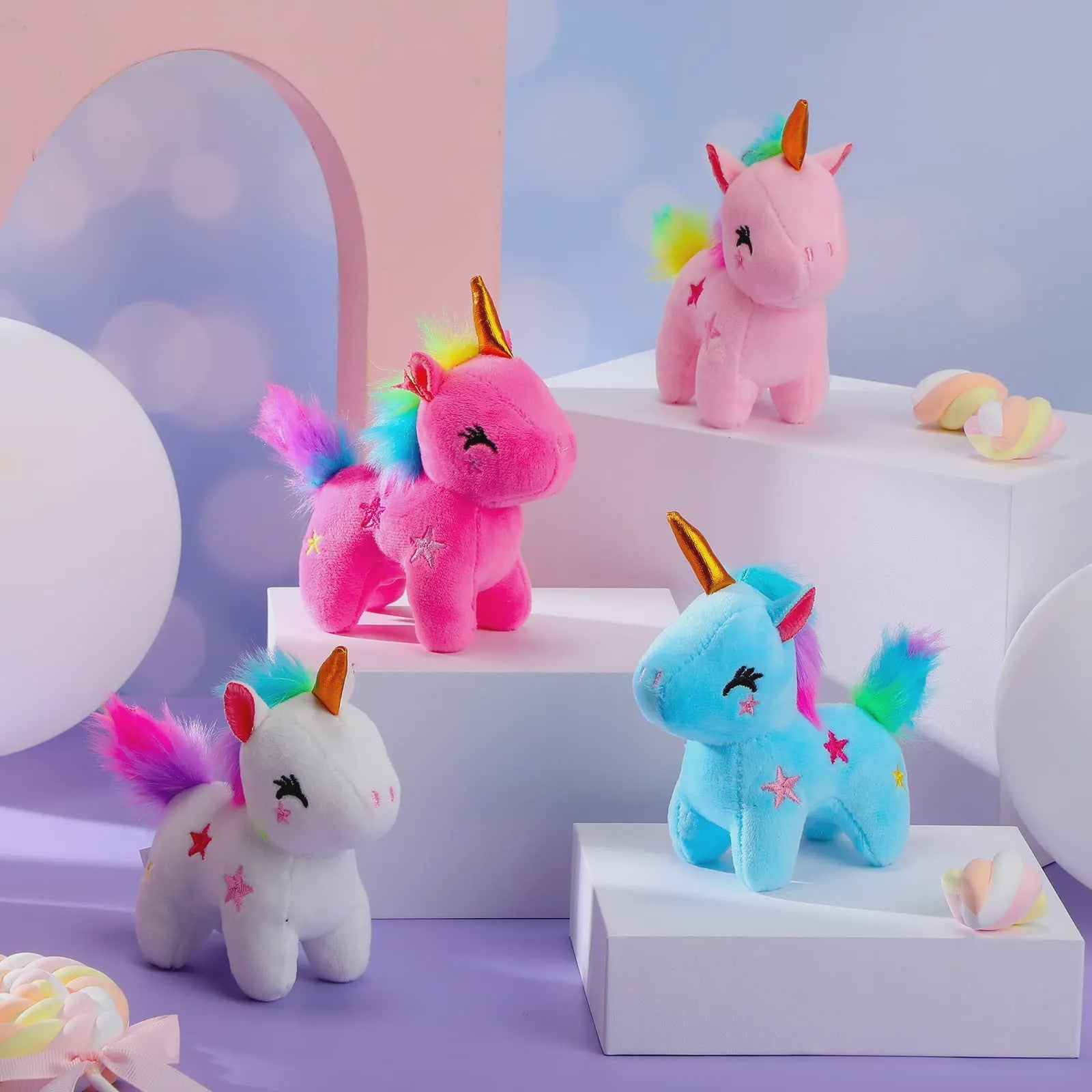 Set Mini Pluche Eenhoorns (4-24 Stuks) - Knuffels, Sleutelhangers & Feestartikelen voor Kinderen