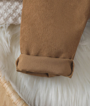 Corduroy Overalls Baby Jongen met Schattige Beer - Verstelbare Taille