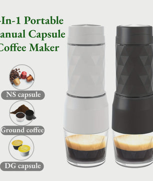 HOMEFISH 3-in-1 Draagbare Koffiemachine: Espresso, Capsules & Gemalen Koffie voor Onderweg