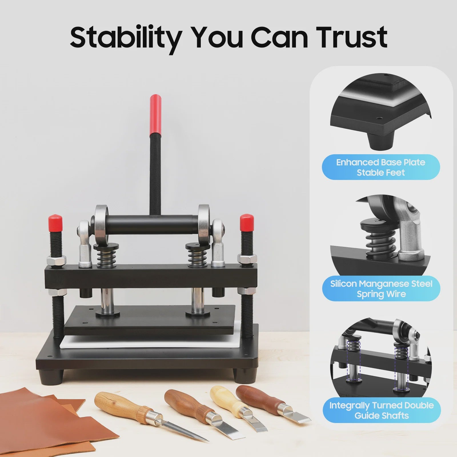 Handmatige Leer Snijmachine - Krachtige Clicker Press voor Leer & Stof