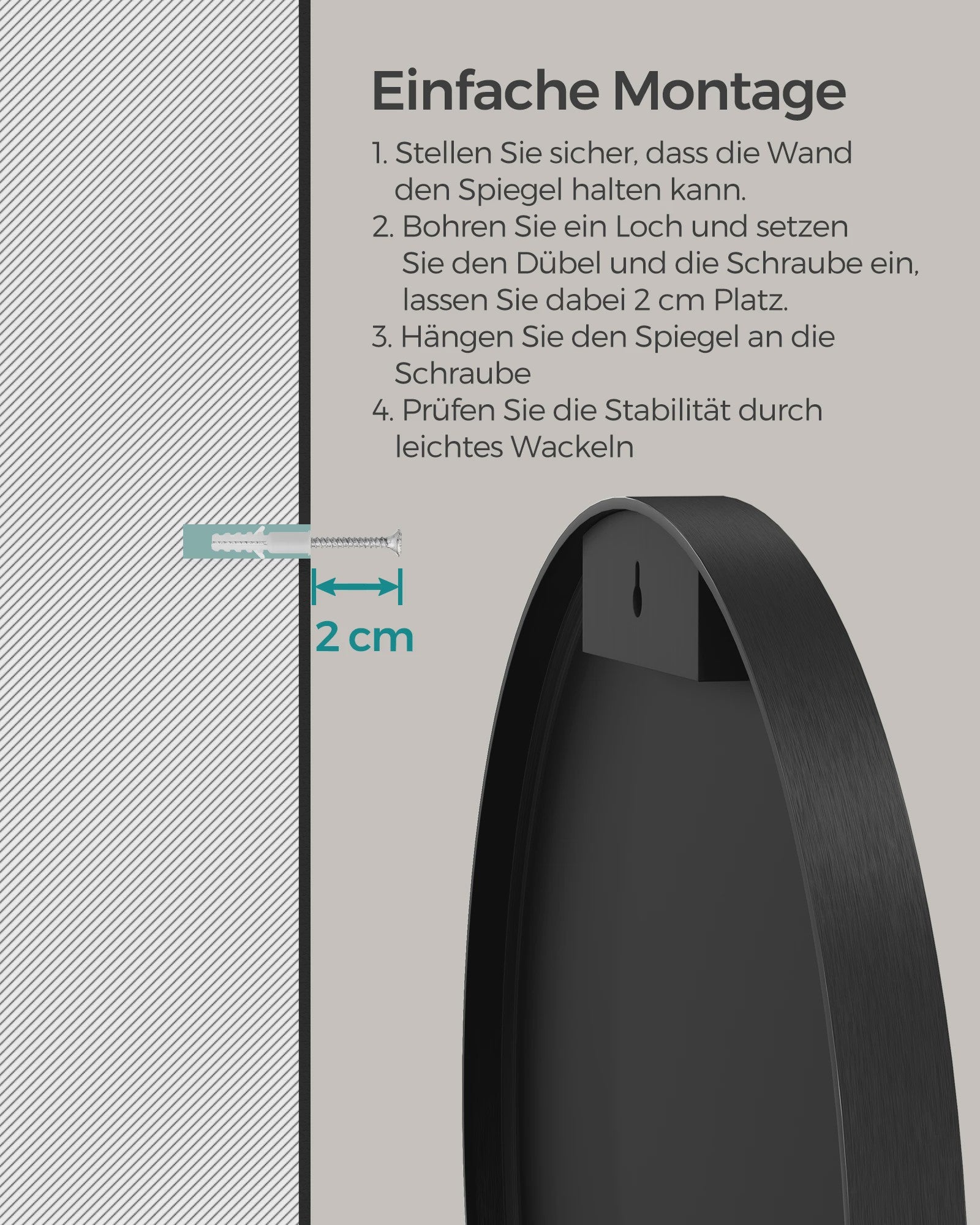 Ronde Wandspiegel Zwart Metaal Ø 40.7 cm - Stijlvol voor Badkamer en Woonkamer