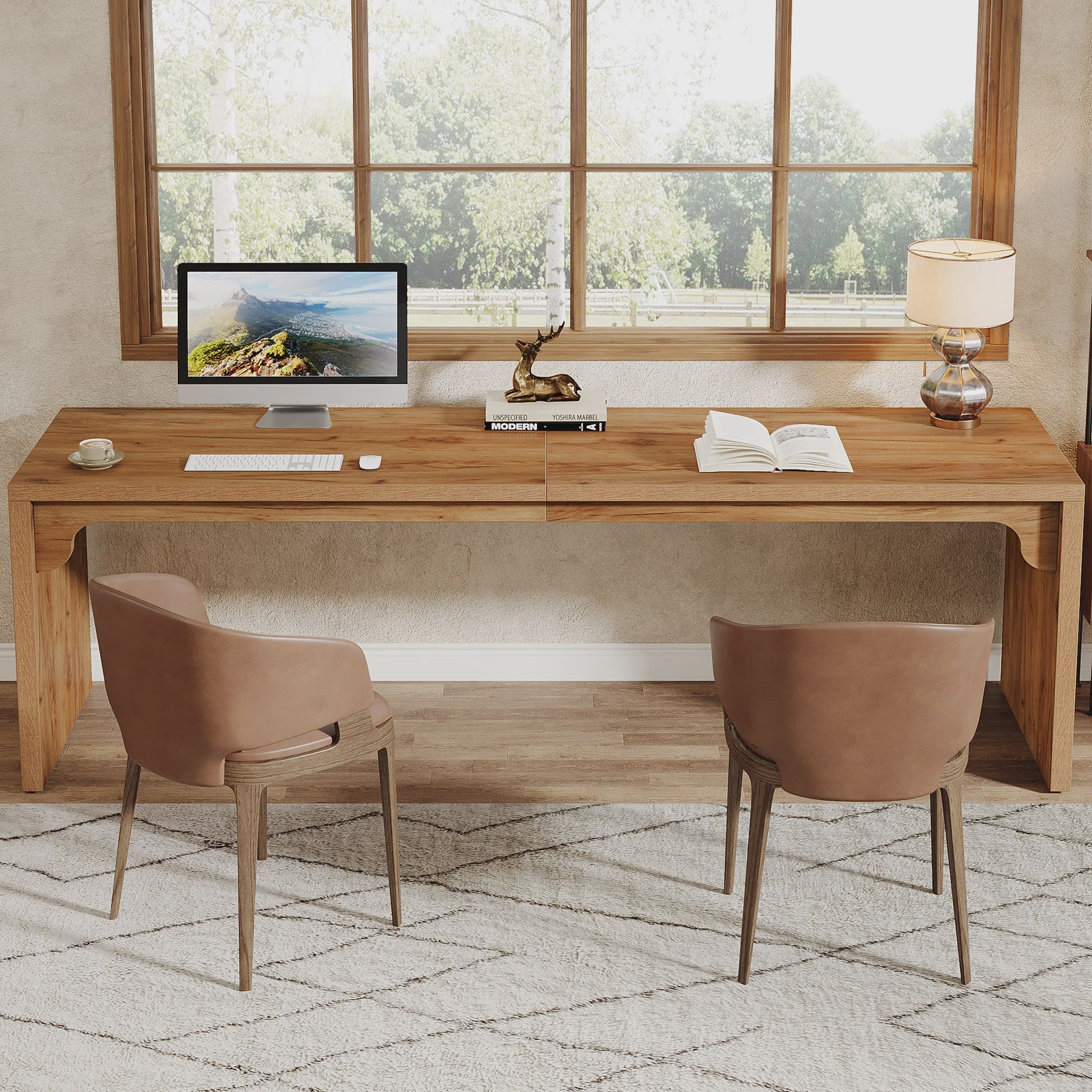 Tribesigns Dubbel Bureau 180x59cm - Ruim Werkbureau voor Thuis of Kantoor