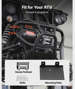 SucceBuy 3000LBS Elektrische Lier 12V met Bedrade Afstandsbediening - Waterdicht & Robuust