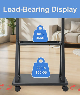 Verrijdbare TV Standaard voor 32-75 Inch TV's met 2 Legborden & Hoogteverstelling
