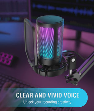 FIFINE A6V USB Microfoon voor Gaming & Streaming met RGB, Popfilter en Shock Mount