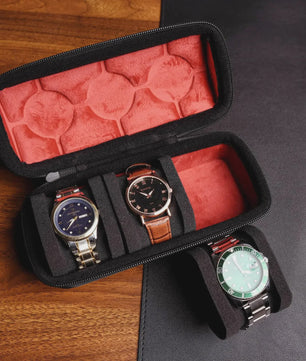 Luxe Horloge Reiskoffer - Harde Rol Organizer met Rode Voering voor 1, 2, 3, 5, 6 of 10 Horloges