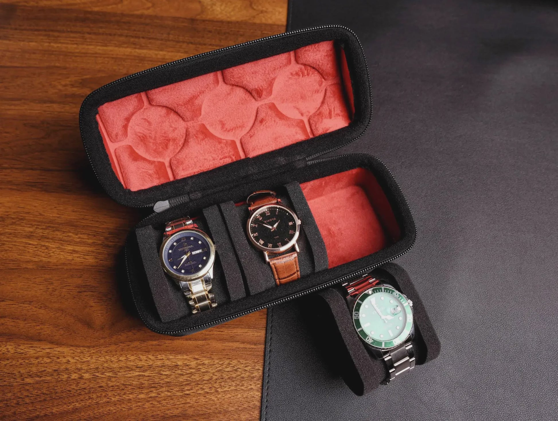 Luxe Horloge Reiskoffer - Harde Rol Organizer met Rode Voering voor 1, 2, 3, 5, 6 of 10 Horloges