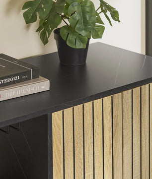 SoBuy Keuken Dressoir met Magnetronnis en Deuren - Eiken/Zwart 107x40x85cm