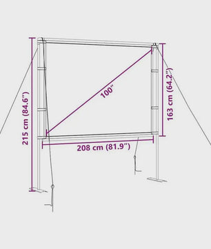 100 Inch Projectiescherm 4:3 met Draagbare Standaard - Anti-Reflectie & Brede Kijkhoek