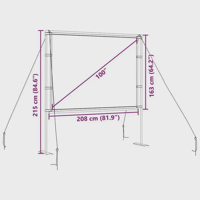 100 Inch Projectiescherm 4:3 met Draagbare Standaard - Anti-Reflectie & Brede Kijkhoek
