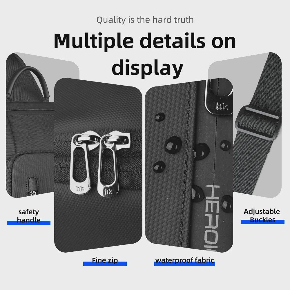 Waterdichte Heren Crossbody Tas met USB Laadpoort - Anti-diefstal Schoudertas