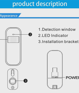 Draadloze Mini PIR Bewegingsmelder - Infrarood Inbraakalarm Detector 433MHz