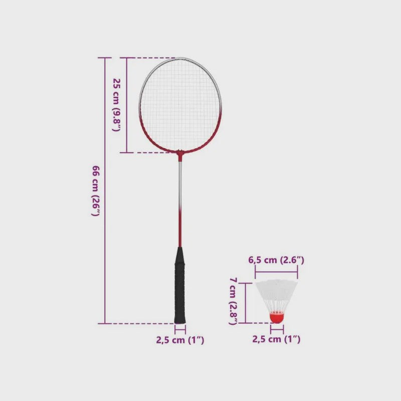 Draagbare Badminton Set met Net, 4 Rackets en Draagtas - Ideaal voor Buiten en Binnen