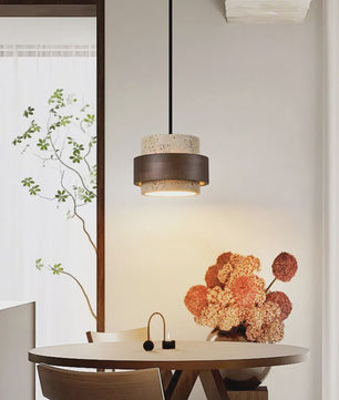 Moderne LED Hanglamp Hout & Natuursteen - Verstelbaar - Sfeervol voor Eetkamer & Slaapkamer
