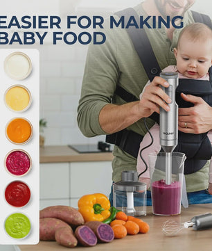 Krachtige 4-in-1 Hand Blender met RVS Staaf, Mixer, Hakker & Garde