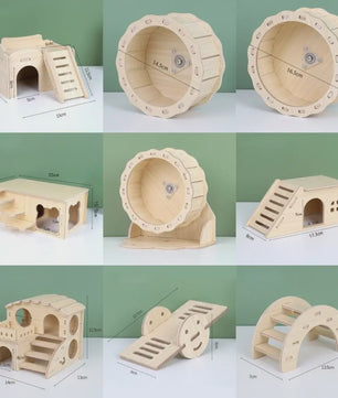 Houten Hamster Villa: Speelhuis met Klimplatform en Verhoogd Platform - Duurzaam Knaagdier Accessoire