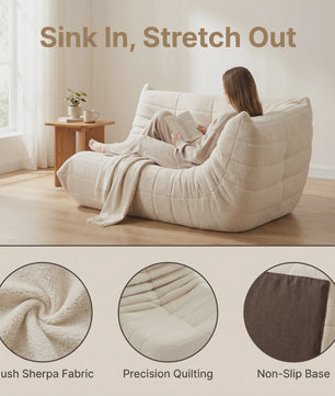 Sherpa Fleece Beanbag Fauteuil - Comfortabele Lounge Stoel voor Woonkamer & Slaapkamer