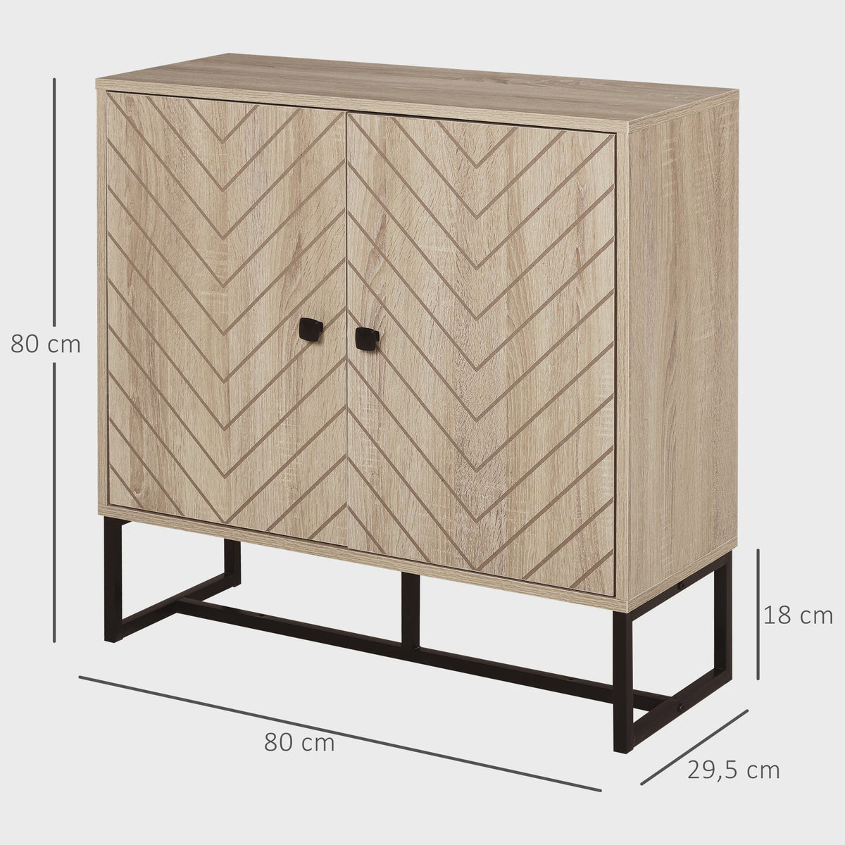 HOMCOM Buffetkast met 2 Deuren en Metalen Poten - Zwart, 80x29.5x80 cm